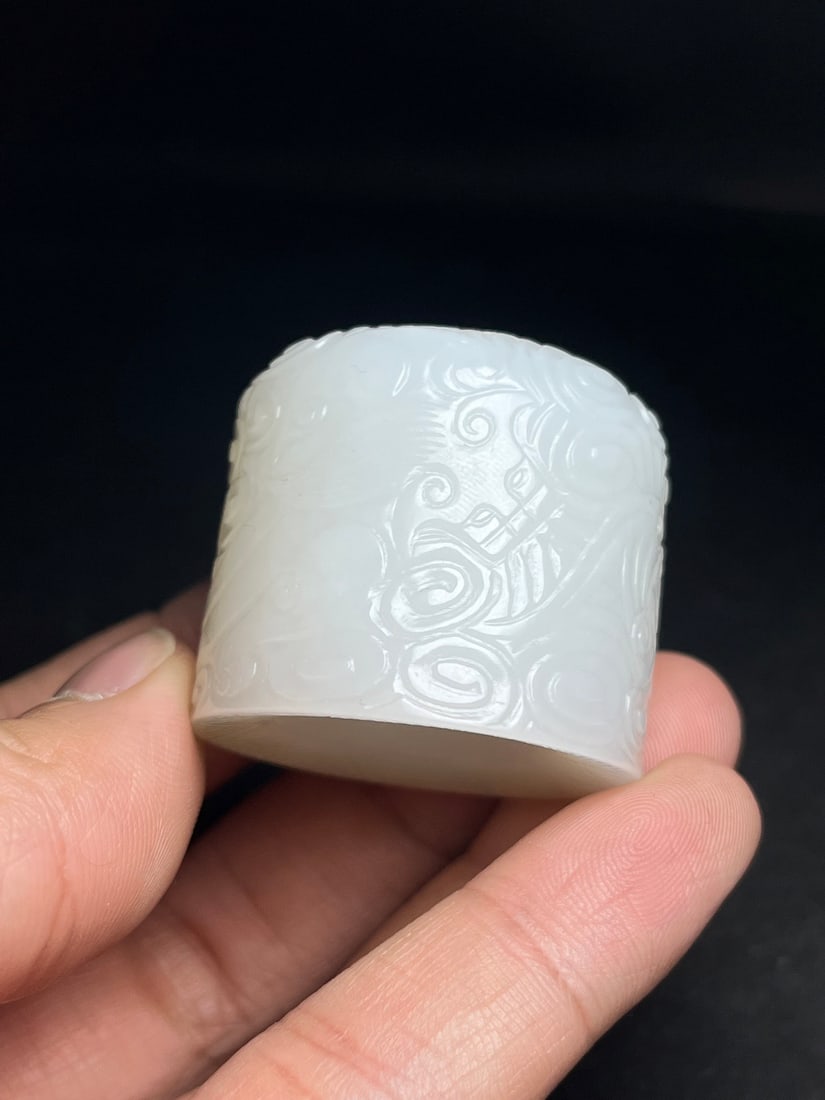 Chinese Hetian Jade Thumb Ring - 9