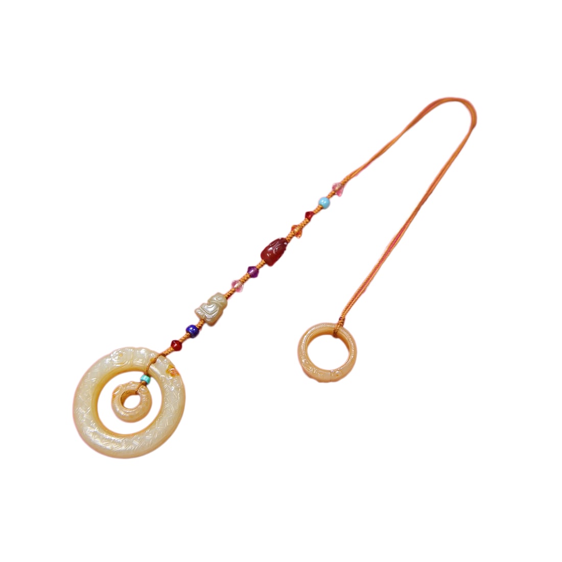 Vintage Chinese Hetian Jade Carved Fortune Dragon Ring Pendant: Vintage Chinese Hetian Jade Carved Fortune Dragon Ring PendantDimension: 60 x 11 (mm)2.36 x 0.43 (inches) Weight: 20.20 lbs/ 91 g