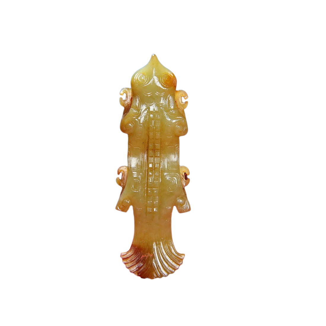 Vintage Chinese Hetian Jade Carved Crocodile Pendant: Vintage Chinese Hetian Jade Carved Crocodile PendantDimension: 112 x 34 x 13 (mm)4.41 x 1.34 x 0.51 (inches) Weight: 0.15 lbs/ 70 g