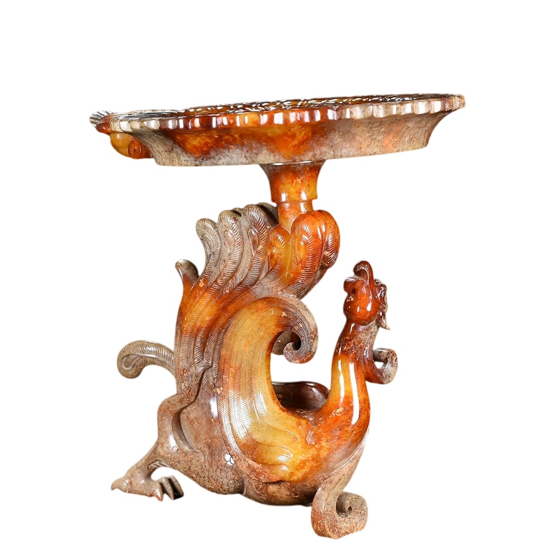 Vintage Chinese Hetian Jade Phoenix Candlestick (1 of 10)