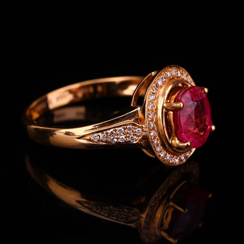 18K Solid Gold 1.25ct Ruby 0.139ct Natural Diamonds Ring - 5