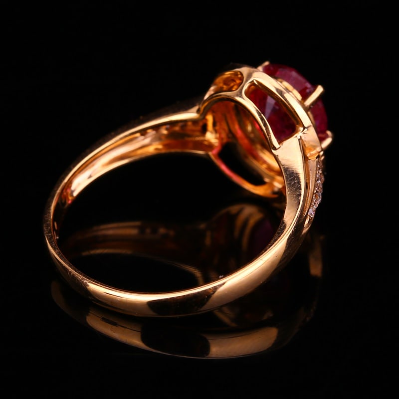 18K Solid Gold 1.25ct Ruby 0.139ct Natural Diamonds Ring - 7