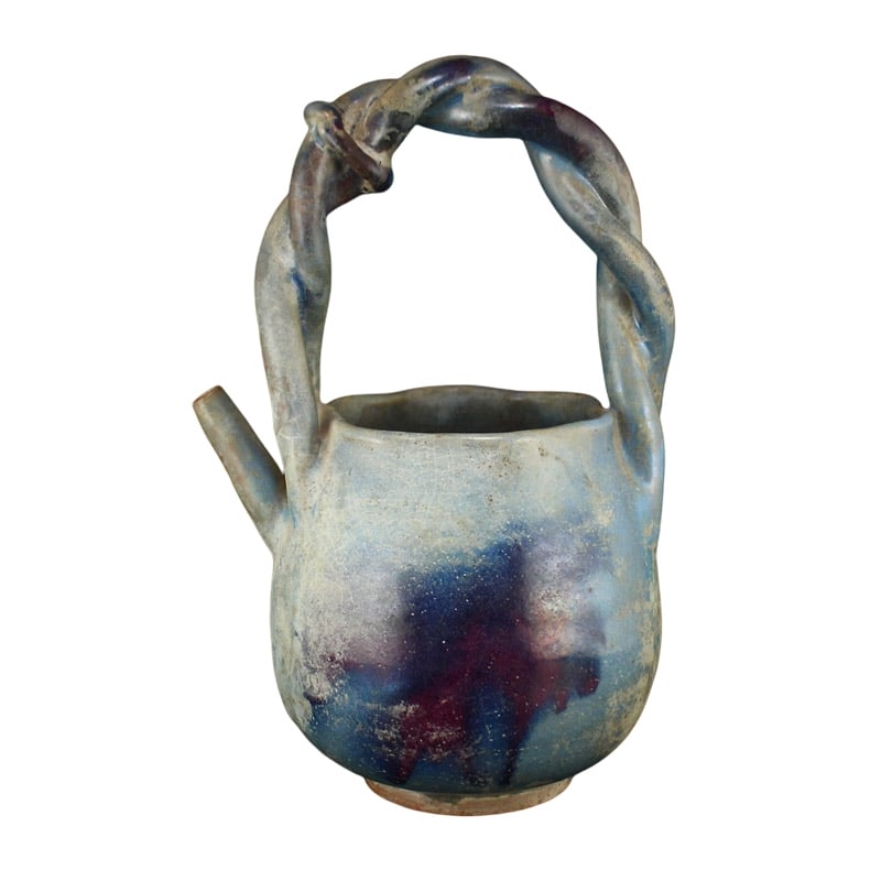 Vintage Chinese Variable Glaze Jun Kiln Porcelain Handle Pot: Vintage Chinese Variable Glaze Jun Kiln Porcelain Handle PotDimension: 197 x 158 x 305 (mm) 7.75 x 6.22 x 12.01 (inches) Weight: 4.33 lbs/ 1963 g