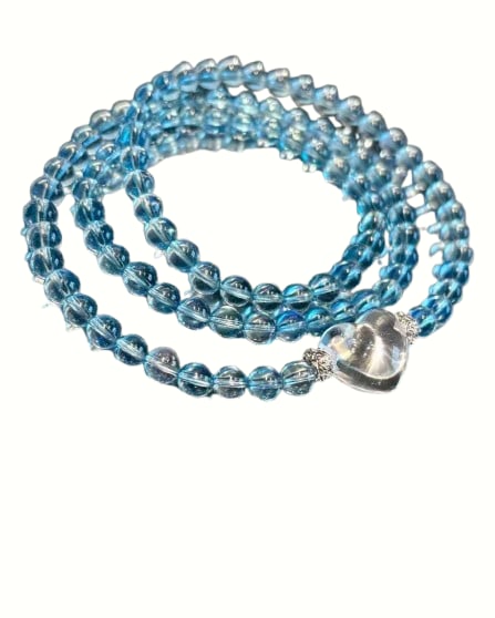 Hand Woven Beautiful Aquamarine Beads Necklace: Hand Woven Beautiful Aquamarine Beads NecklaceDimension: 5.7 (mm) 0.22 (inches)Weight: 0.06 lbs/ 28.8 g