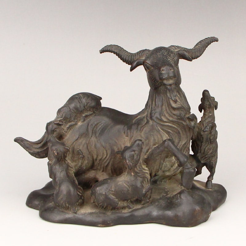 Vintage Chinese Bronze Fortune Sheep Statue (1 of 7)
