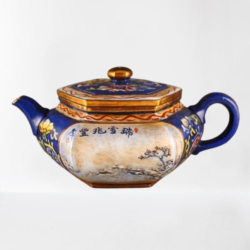 Chinese Famille Rose Mountain River SceneDesign Yixing Zisha Clay Teapot (1 of 9)