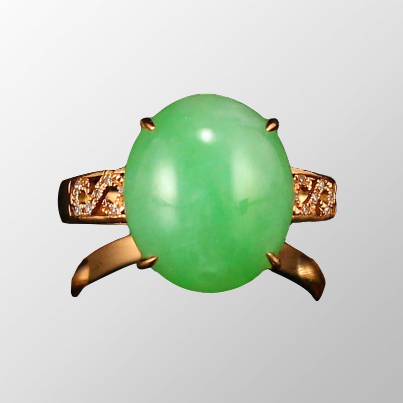 Beautiful 18k Gold Inlay Natural Jadeite Ring: Beautiful 18k Gold Inlay Natural Jadeite Ring Dimension: 13 x 11 x 5 (mm) 0.51 x 0.43 x 0.20(inches) Weight : 0.01 lbs/3 gUS Size: 6.5