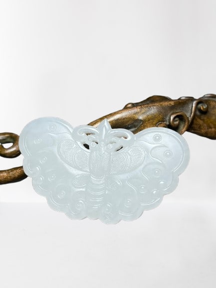 Chinese Hetian Jade Carved Butterfly Pendant (1 of 8)