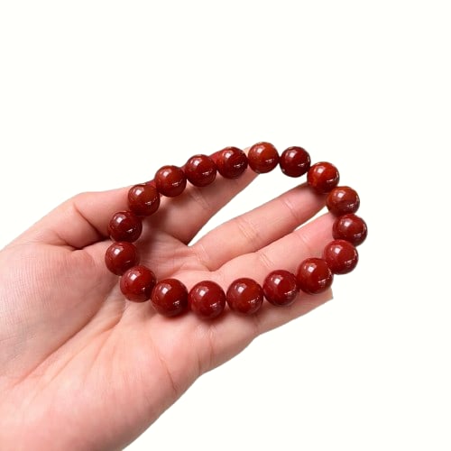 Hand Woven Chinese Nanhong Agate Beads Bracelet (1 of 7)