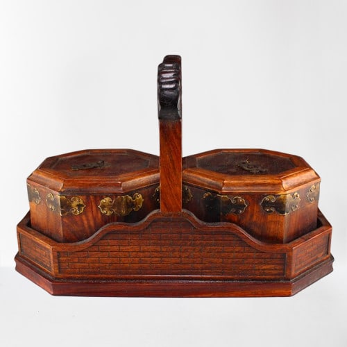 Vintage Chinese Zitan Wood Handle Food Box: Vintage Chinese Zitan Wood Handle Food Box Dimension: 346 x 190 x 220(mm) 13.62 x 7.48 x 8.65(inches) Weight: 4.19 lbs/1900 g