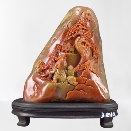 Chinese Shoushan Stone Carved Pine Tree & Figure Statue: Chinese Shoushan Stone Carved Pine Tree & Figure StatueDimension: 220 x 172 x 72 (mm)8.66 x 6.77 x 2.83 (inches) Weight: 6.60 lbs/ 2995 g