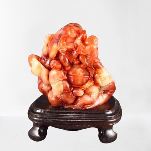 Chinese Shoushan Stone Fortune Kids Statue: Chinese Shoushan Stone Fortune Kids Statue Dimension: 123 x 103 x 100(mm) 4.84 x 4.06 x 3.94(inches) Weight 3.56 lbs/1614 g The total weight does not include the base. The base is included after you b