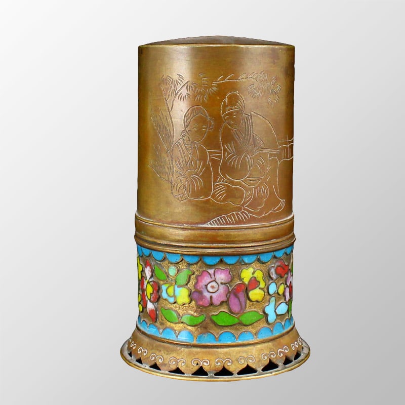 Chinese Qing Dynasty Copper Enamel Smoke Lamp: Chinese Qing Dynasty Copper Enamel Smoke Lamp Dimension: 100 x 60 x 60(mm) 3.94 x 2.36 x 2.36(inches) Weight 0.55 lbs/248 g