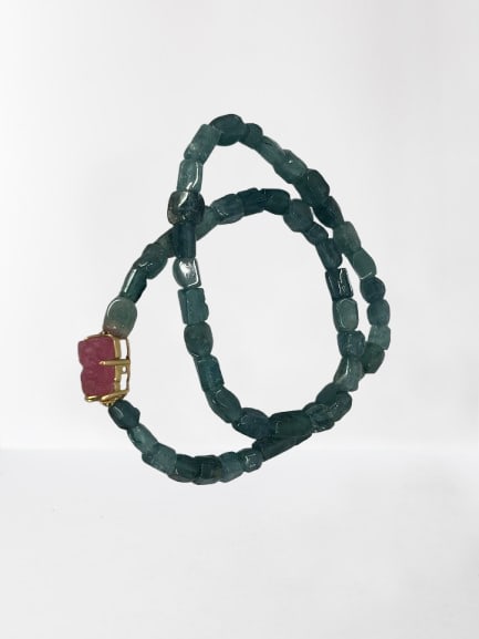 Beautiful Blue Tourmaline Beads Bracelet w Certificate (1 of 12)