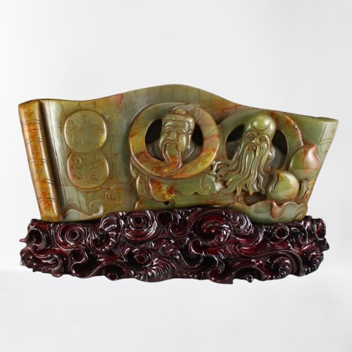 Old Chinese Hetian Jade Figure Statue: Old Chinese Hetian Jade Figure Statue Dimension: 280x120x55(mm) 11.02x4.72x2.16(inches) Weight 4.30 lbs/1951 g The total weight does not include the base. The base is included after you buy the goods.