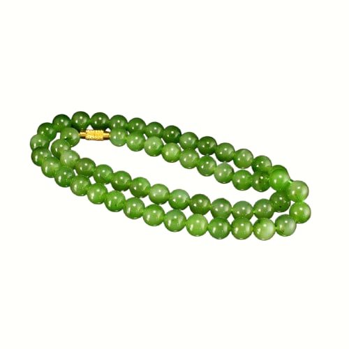 Chinese Green Hetian Jade Beads Necklace: Chinese Green Hetian Jade Beads Necklace