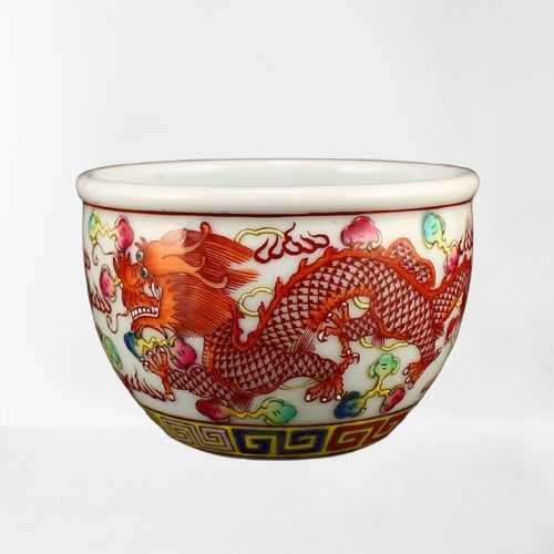 Chinese Wucai Clouds Dragon Design Porcelain Jar: Chinese Wucai Clouds Dragon Design Porcelain JarDimension: 83 x 83 x 56 (mm)3.27 x 3.27 x 2.20 (inches)