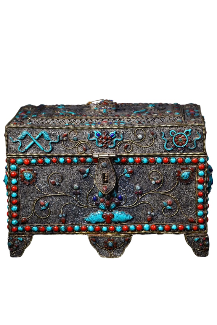 Tibetan Silver Wires,Lapis Lazuli,Turquoise Jewellery Box 5300 g (1 of 10)