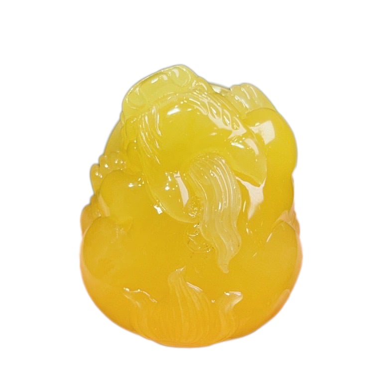 Beeswax Hand-Carved Beast Pendant w Fortune Pixiu & w Hand Woven Beeswax Beads Necklace 48g (1 of 7)