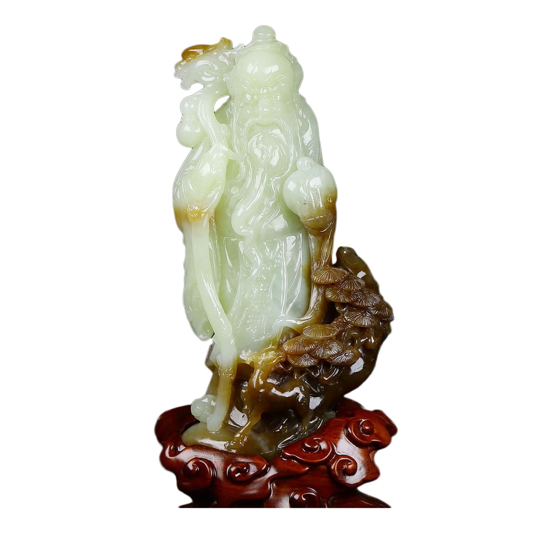 Chinese Sugar White Hetian Jade Hand-Carved Figure Statue w Longevity Taoism Deity 680 g (1 of 7)