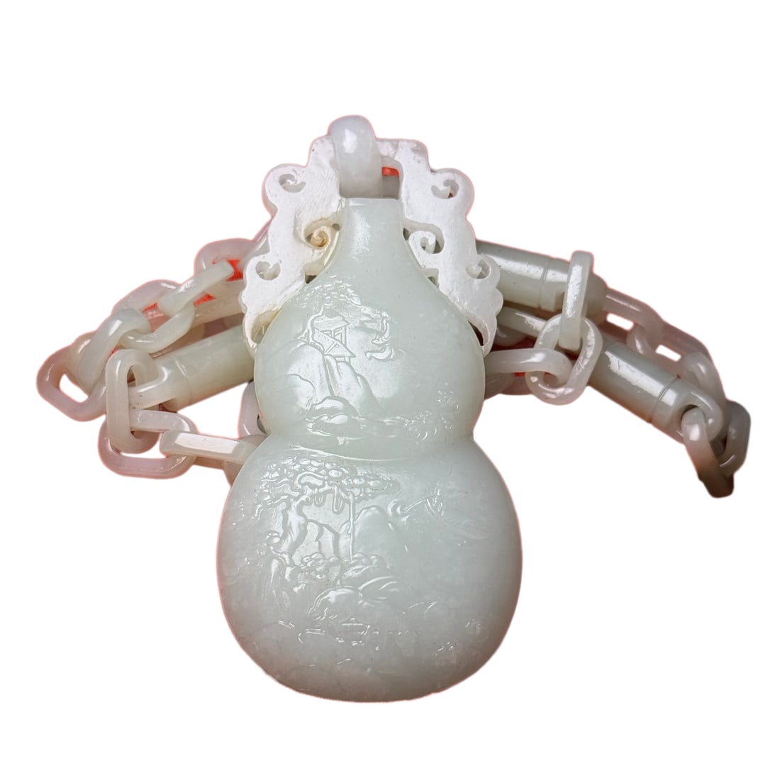 Chinese Hetian Jade Hand-Carved Scenery Figure Pendant w Visit Friend In Remote Mountains 138g: Chinese Hetian Jade Hand-Carved Scenery Figure Pendant/Necklace w Visit Friend In Remote Mountains 138gDimension: 81 x 40 x 20 (mm) 3.19 x 1.57 x 0.79 (inches) Weight (without box): 0.30 lbs/ 138 gThe