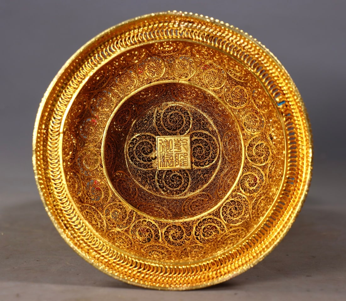 Chinese Hetian Jade Hand-Carved Buddha Statue w Siddhartha Buddha & Gold Wires Enamel Inlay Gem Base - 10