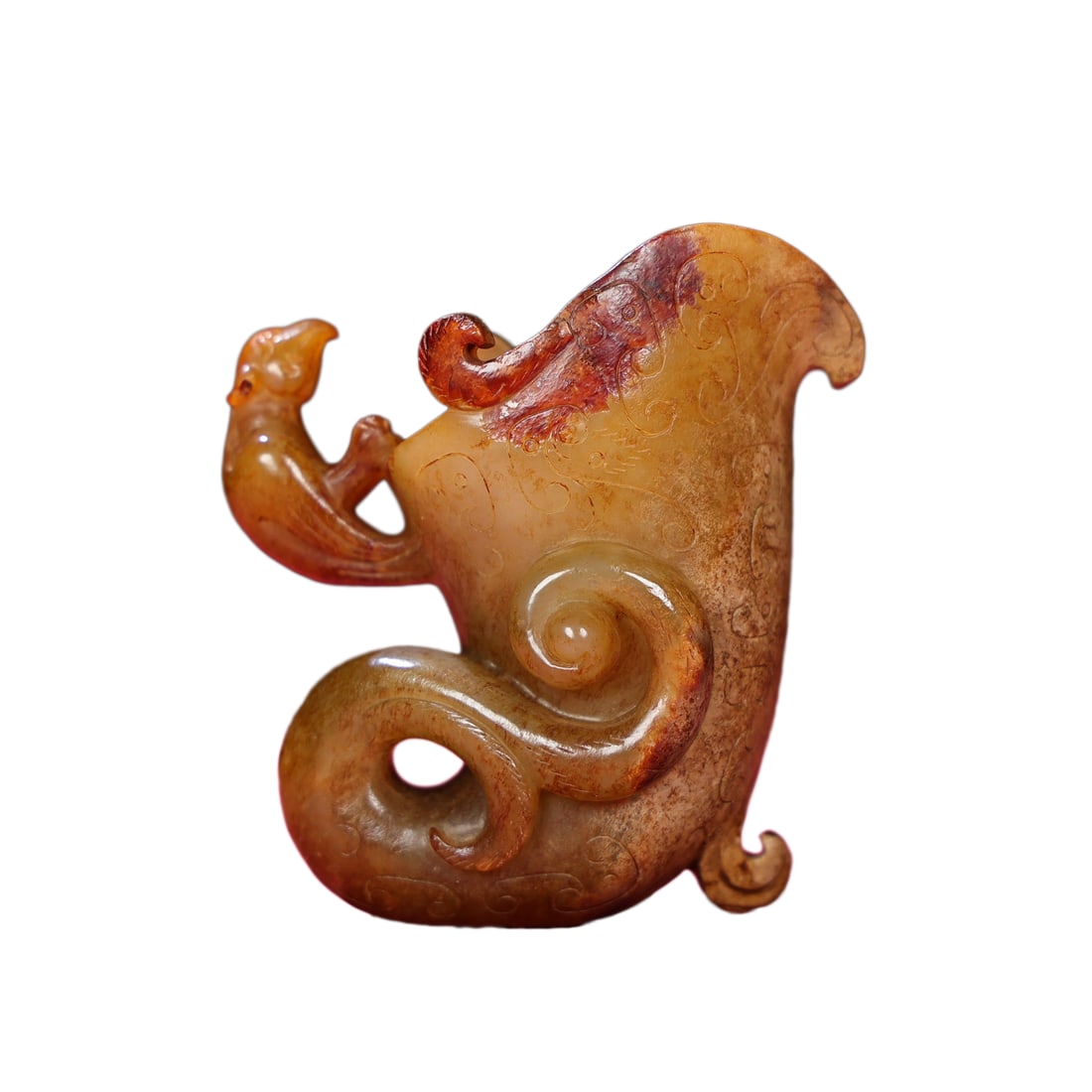 Chinese Hetian Jade Hand-Carved Divine Beast Cup w Dragon Phoenix,Old (1 of 9)