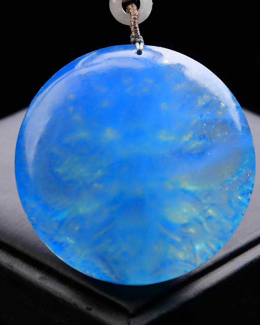 Aquamarine Hand-Carved Divine Beast Pendant w Fortune Dragon 90.3g - 3