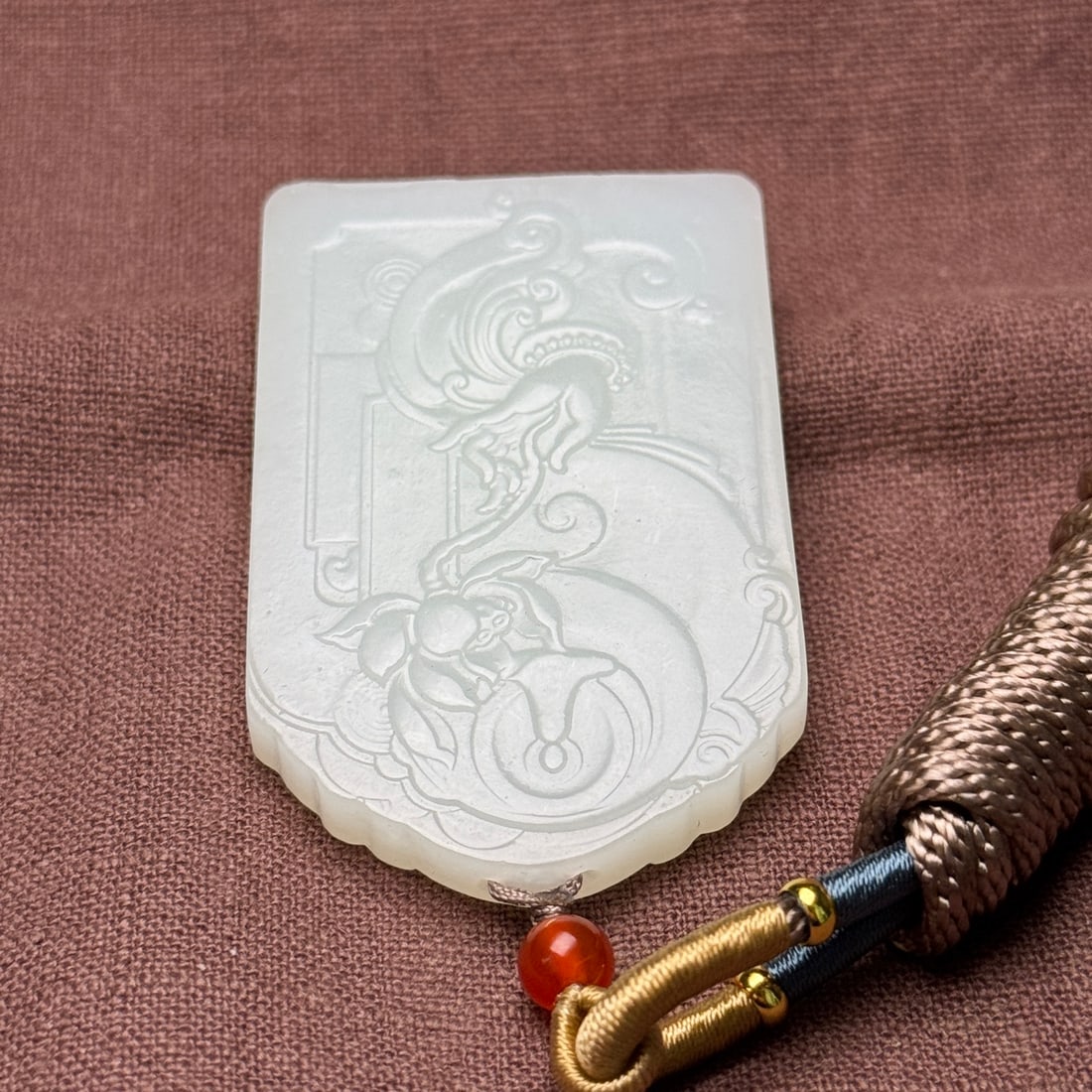 Chinese Hetian Jade Hand-Carved Buddha Pendant w Lotus Flower Kwan-yin 60g - 7