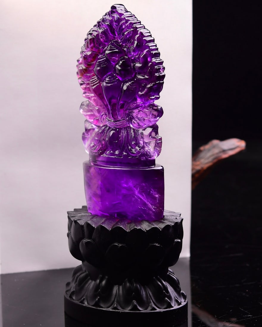 Amethyst Hand-Carved Dharma-vessel Statue 229.6g - 4