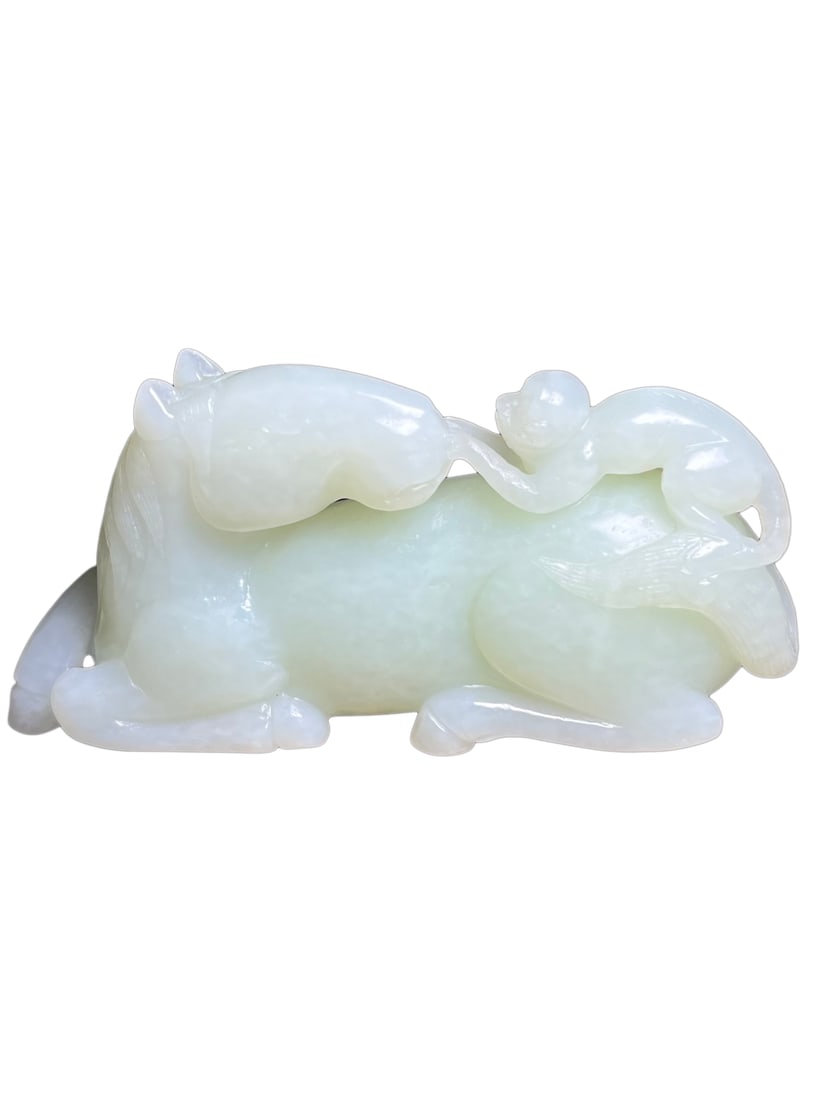 Chinese Hetian Jade Hand-Carved Animal Statue/Pendant(Handheld Ornament) w Monkey Horse 198g (1 of 10)