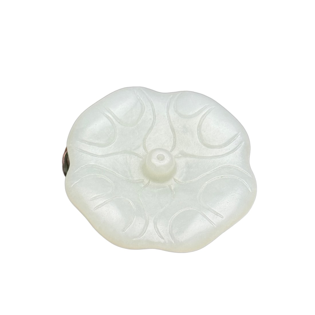 Chinese Hetian Jade Hand-Carved Incense Burning Tool Statue w Lotus Leaf 62g (1 of 10)