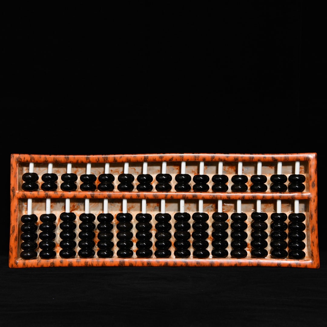 Chinese Iron Red Glaze Mocai Porcelain Abacus Statue 463mmx38mm, Qing Dynasty Qianlong Mark - 2