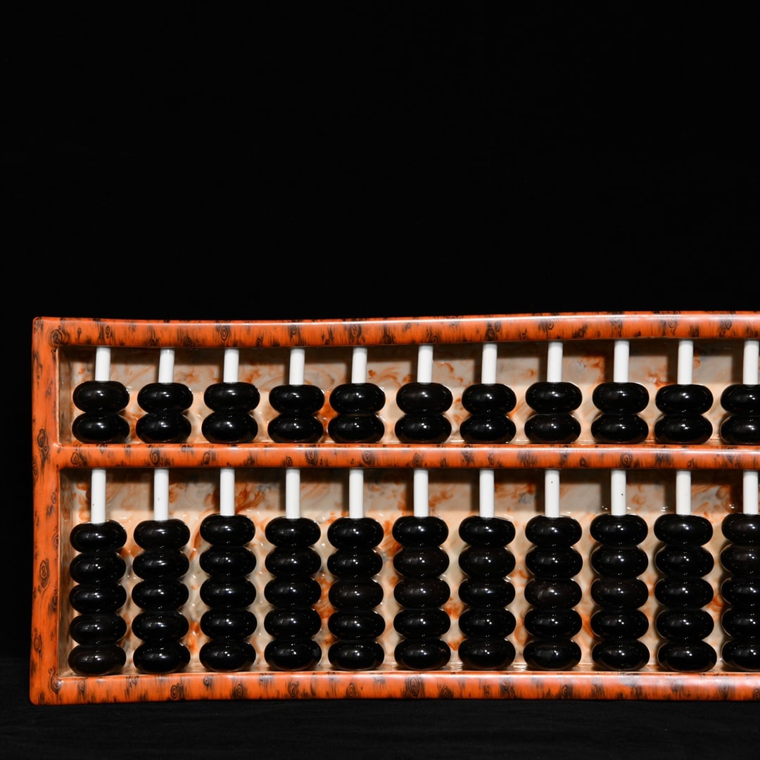 Chinese Iron Red Glaze Mocai Porcelain Abacus Statue 463mmx38mm, Qing Dynasty Qianlong Mark - 4