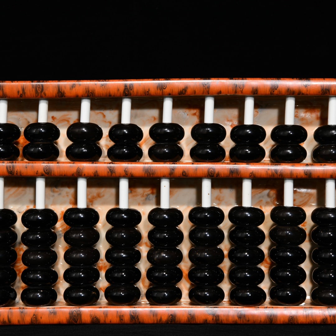 Chinese Iron Red Glaze Mocai Porcelain Abacus Statue 463mmx38mm, Qing Dynasty Qianlong Mark - 5