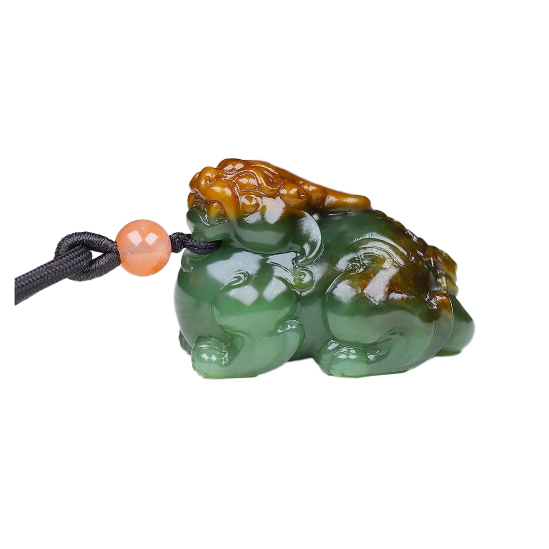 Chinese Green Hetian Jade Hand-Carved Beast Pendant w Fortune Pixiu (1 of 7)