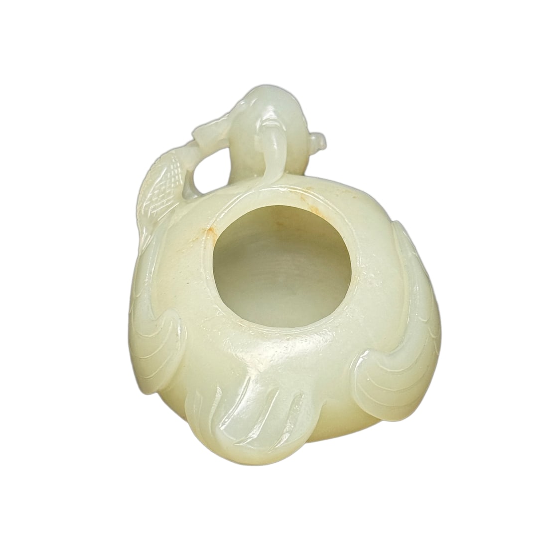 Chinese Hetian Jade Hand-Carved Animal Brush Washer w Bird 115g (1 of 10)
