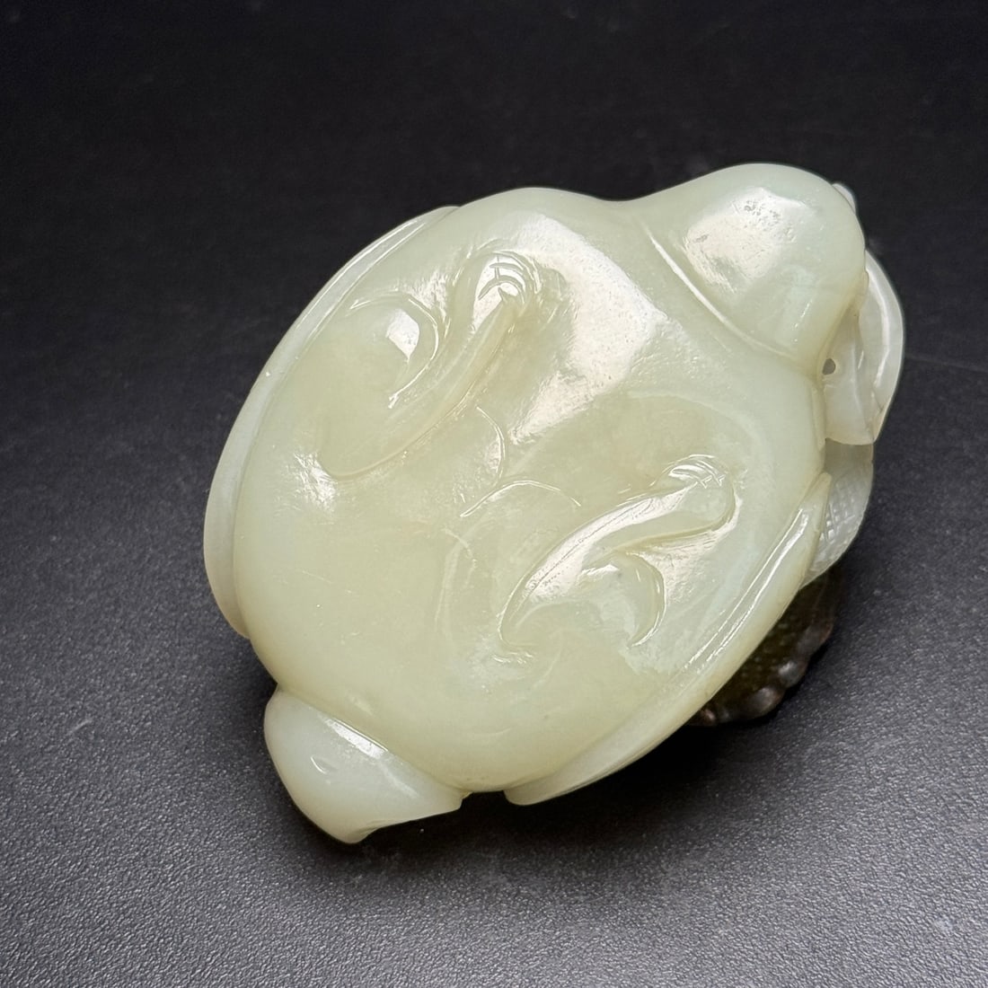 Chinese Hetian Jade Hand-Carved Animal Brush Washer w Bird 115g - 7