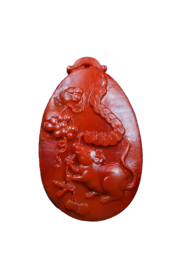 Chinese Nanhong Agate Hand-Carved Animal Pendant w Fortune Mouse 14.5g: Chinese Nanhong Agate Hand-Carved Animal Pendant w Fortune Mouse 14.5gDimension: 43 x 27 x 8.6 (mm) 1.69 x 1.06 x 0.34 (inches) Weight: 0.03 lbs/ 14.5 g