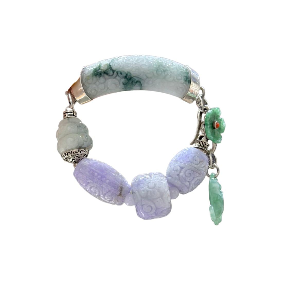925 Silver Accessories,Natural Jadeite Beads Bracelet (1 of 9)
