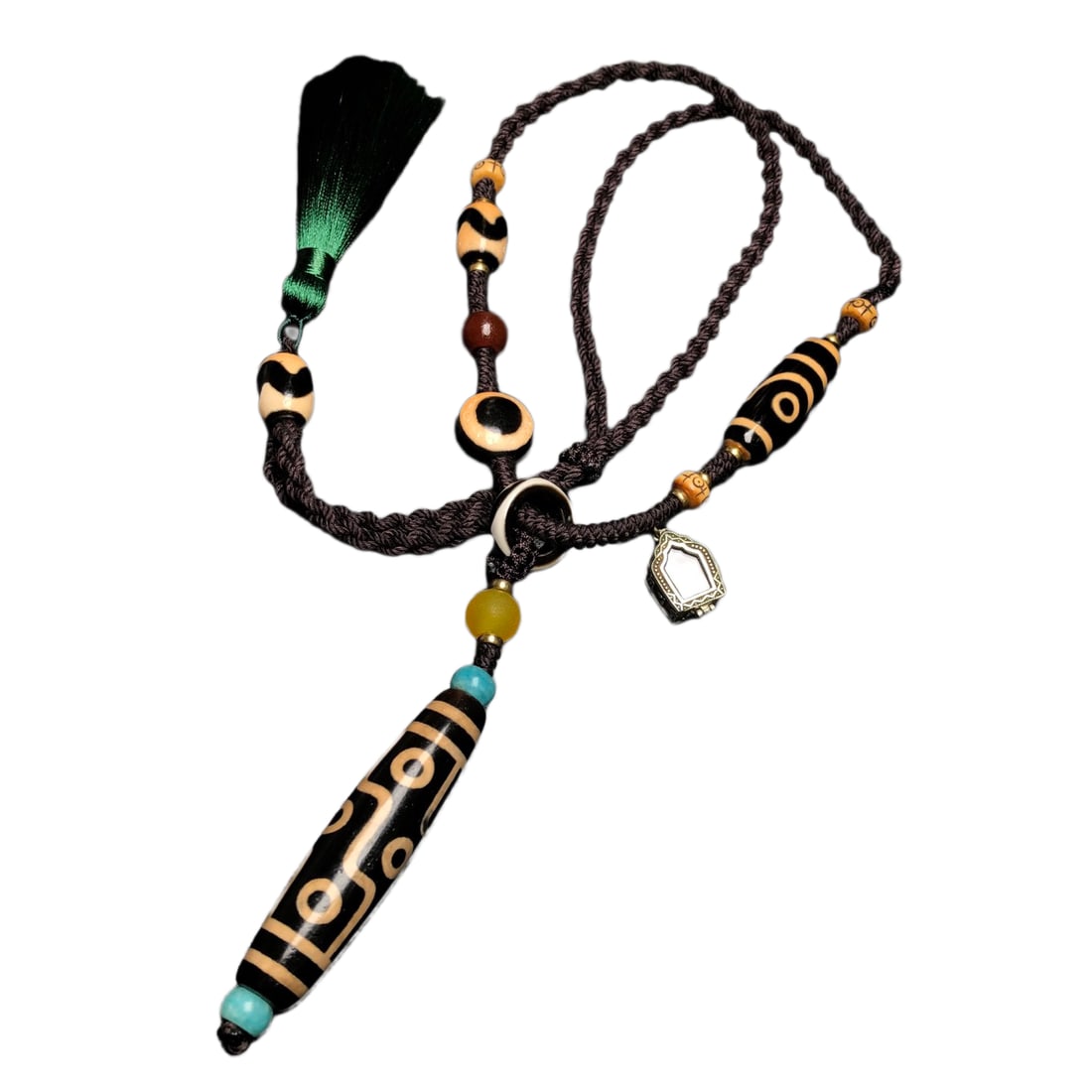 Tibetan Nine Eye DZI Agate,Two Eye DZI Agate,Beeswax,Turquoise Pendant (1 of 10)