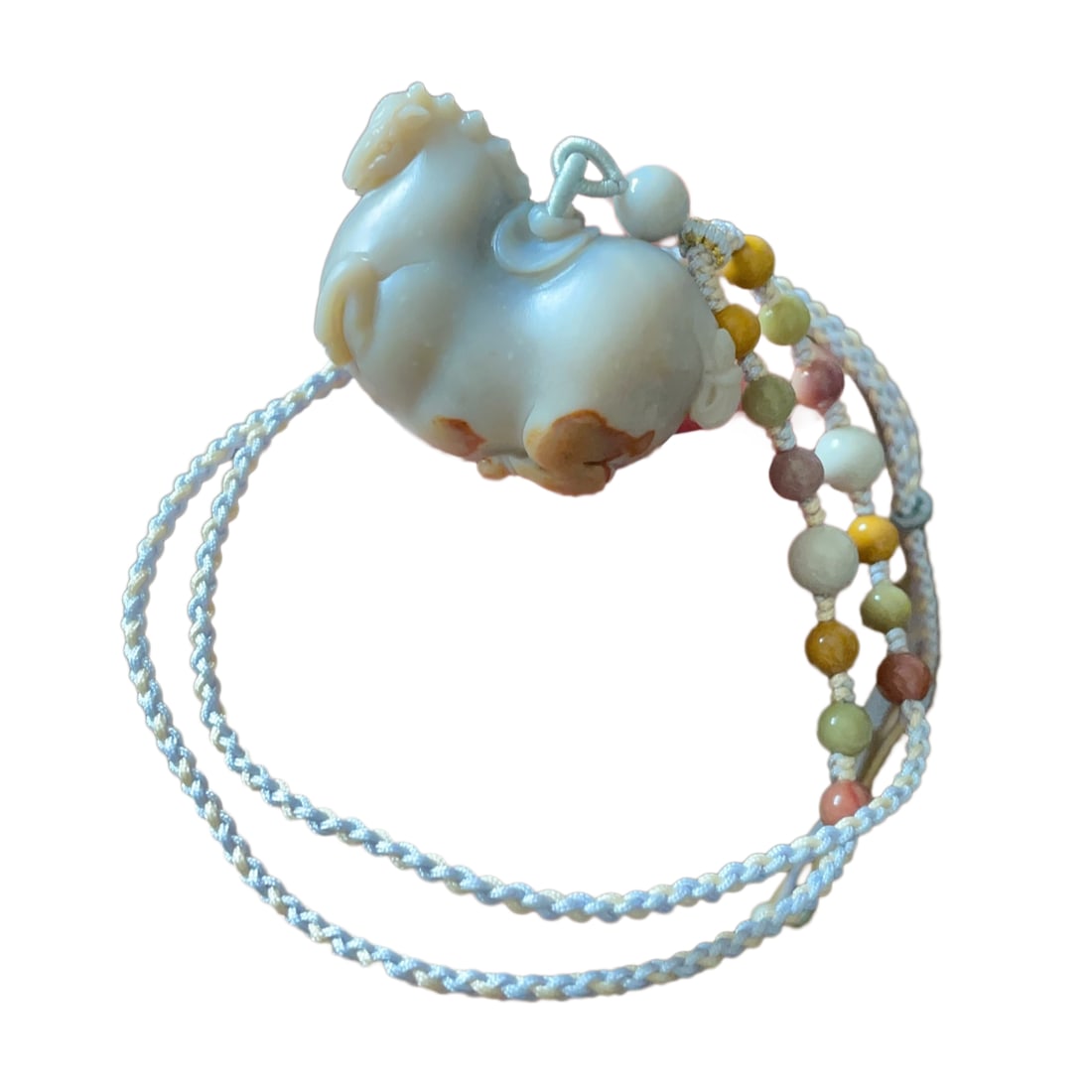 Natural Alxa Agate Hand-Carved Animal Pendant w Fortune Horse & w Hand Woven Beads Necklace: Natural Alxa Agate Hand-Carved Animal Pendant w Fortune Horse & w Hand Woven Beads Necklace Dimension: 46 x 28 x 26 (mm) 1.81 x 1.10 x 1.02 (inches)