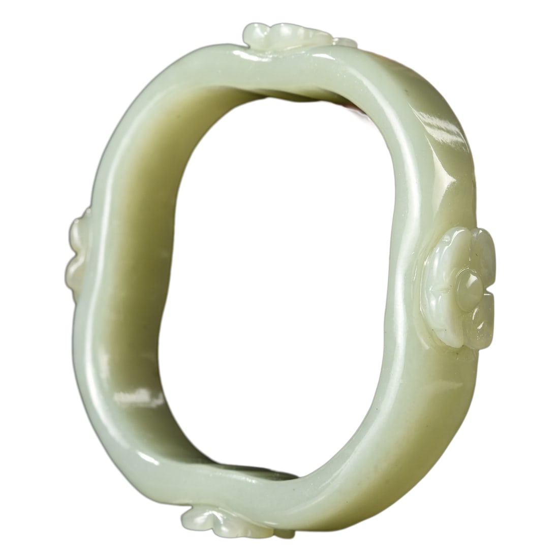 Inside Diameter 52.5mm Chinese Hetian Jade Four-leaf Clover Bracelet w Certificate 54.99g (1 of 7)