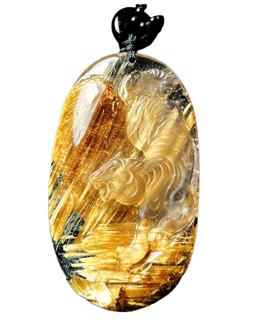 Titanium Crystal Hand-Carved Animal Pendant w Tiger 27g (1 of 8)