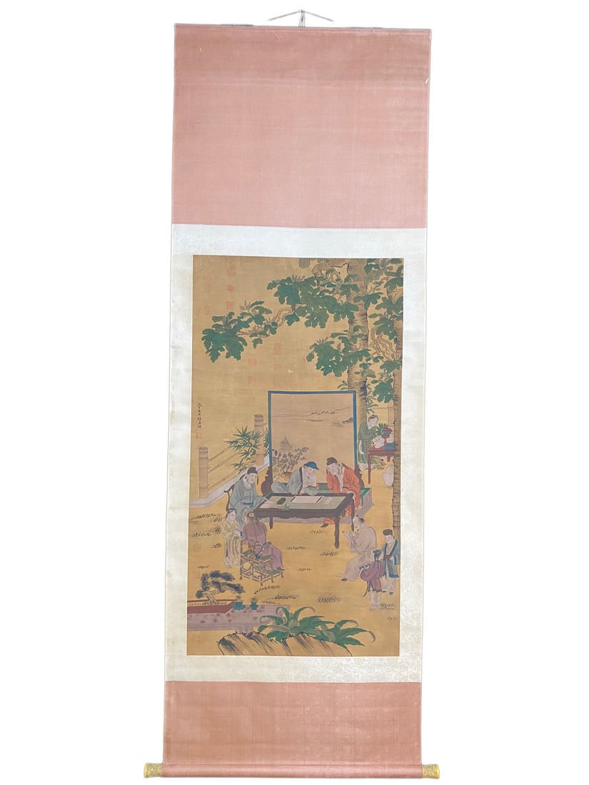 Chinese Watercolour On Silk Sages Meeting Design Painting - Zhao Meng Fu (1 of 10)
