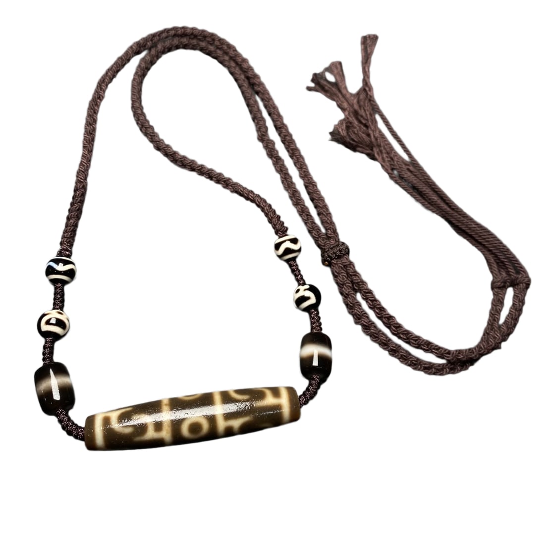 Tibetan Three Eye DZI Agate Lucky Pendant,Old: Tibetan Three Eye DZI Agate Lucky Pendant,Old Dimension: 52 x 11 (mm) 2.05 x 0.43 (inches)