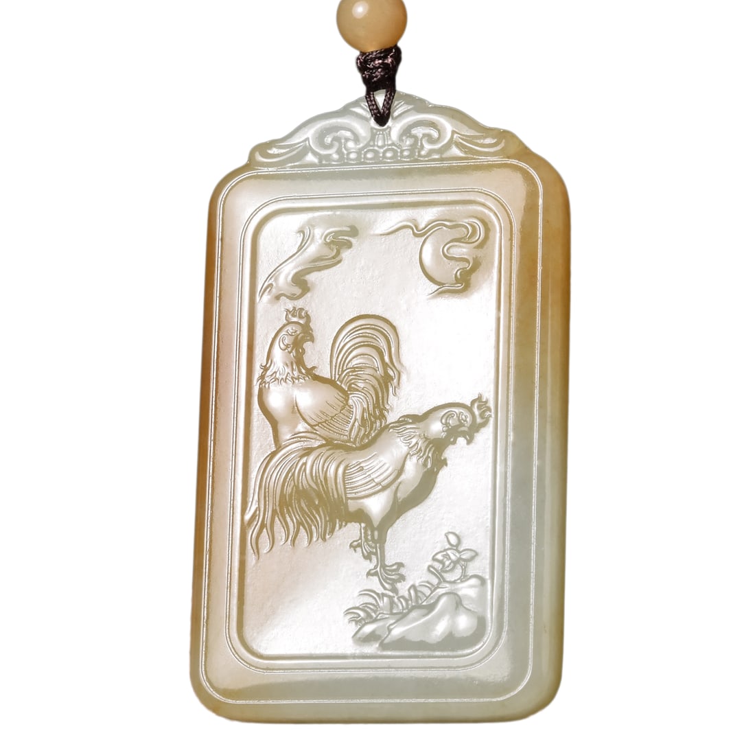 Chinese Sugar Hetian Jade Hand-Carved Animal Pendant w Rooster 31.17g (1 of 6)