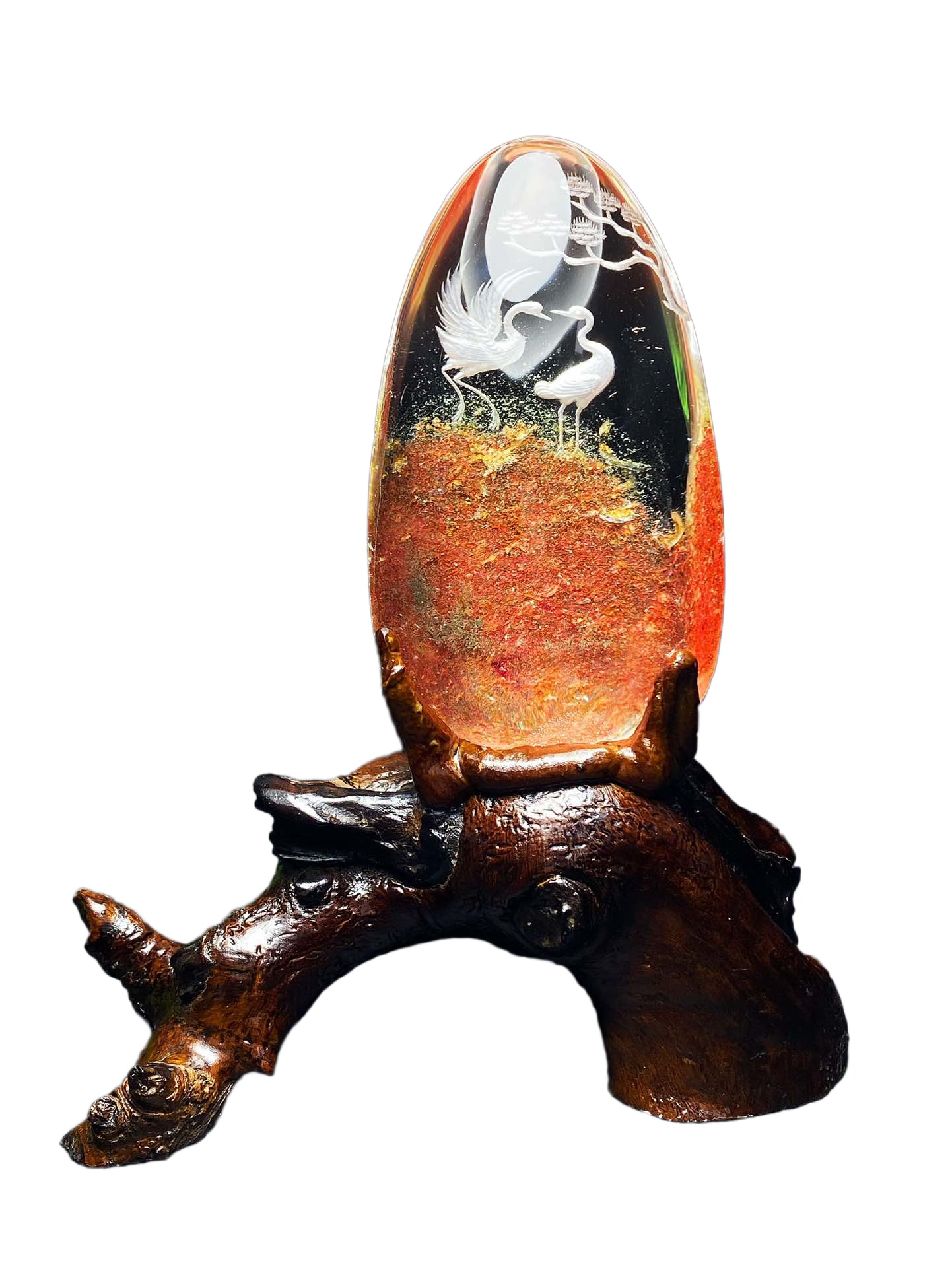 Natural Crystal Inner Carving Animal Statue w Crane 329.1g (1 of 7)