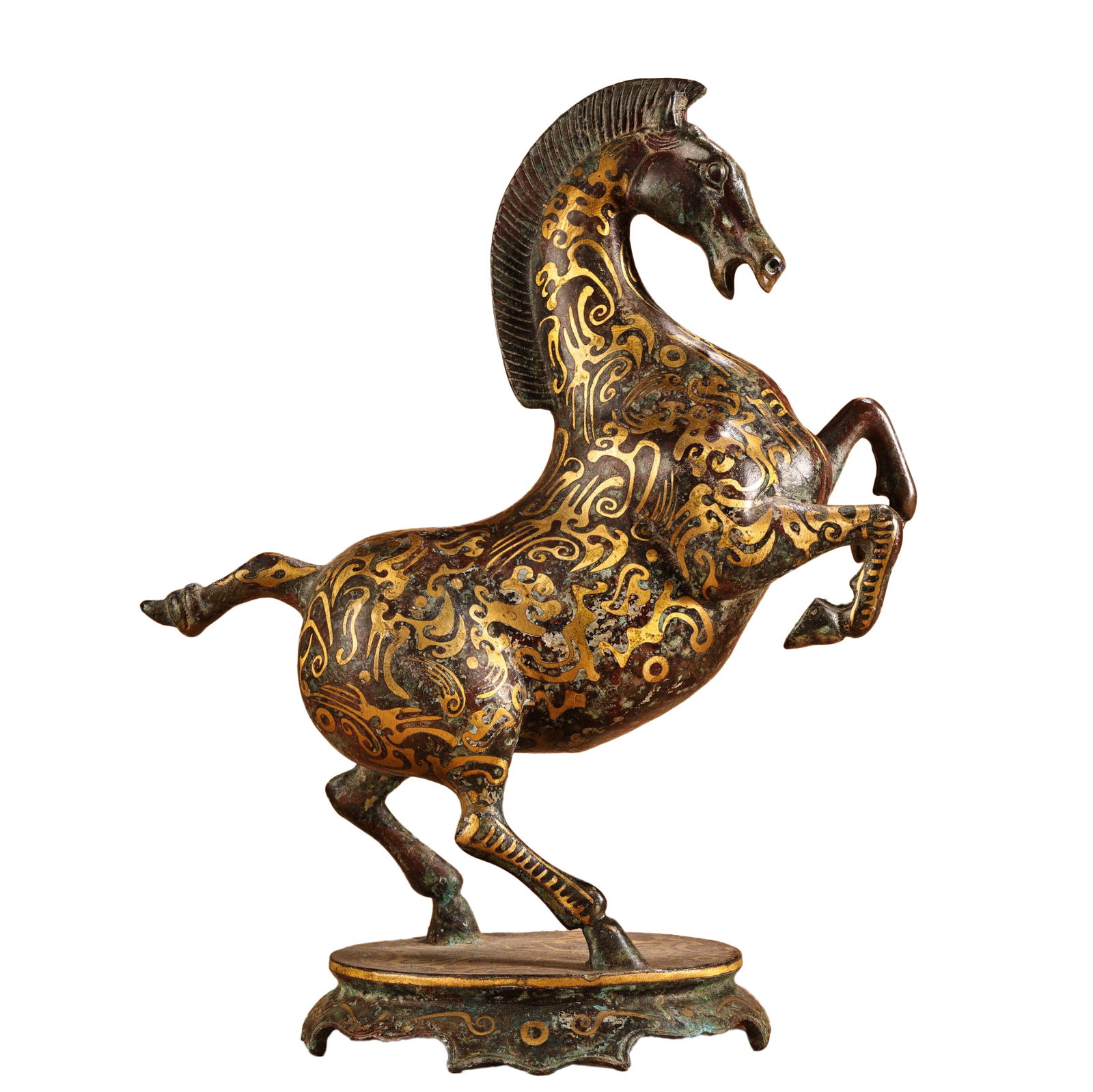 Chinese Gilt-Gold Bronze Animal Statue w Fortune Horse,Old 1300g (1 of 11)