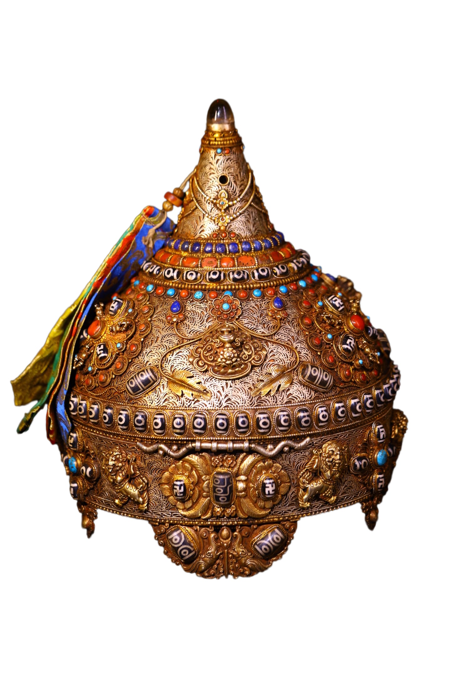 Tibetan Buddhism Silver Wire Inlay DZI Agate & Turquoise & Lapis Lazuli Pot 3300g: Tibetan Buddhism Silver Wire Inlay DZI Agate & Turquoise & Lapis Lazuli Pot 3300g Dimension: 320 x 250 (mm)12.60 x 9.84 (inches) Weight: 7.27 lbs/ 3300 g